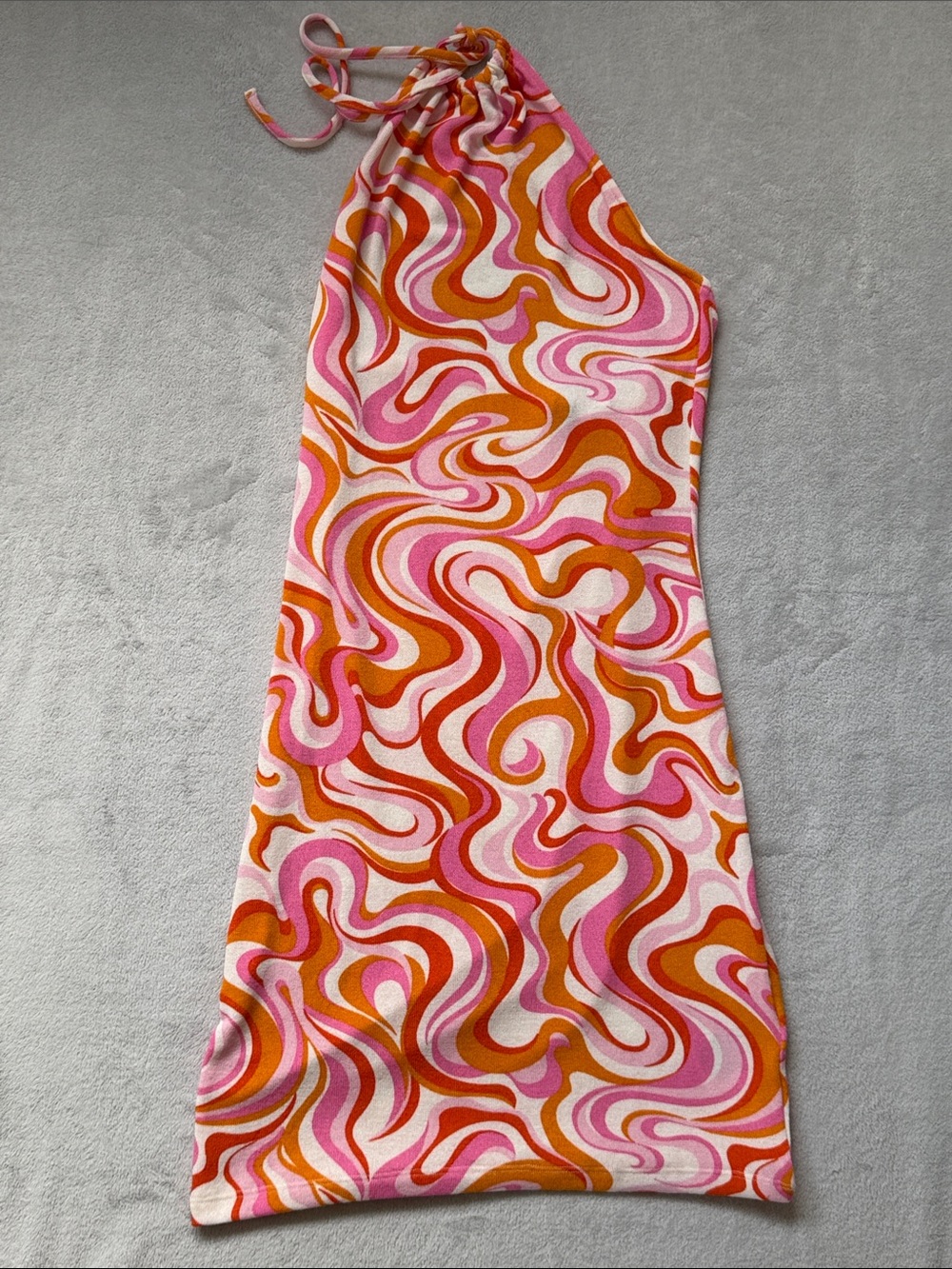 Divided H&M Pink & Orange Swirl Halter Beach Coverup